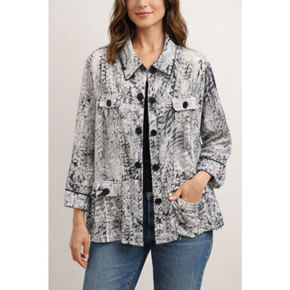 Vintage Erin London Gray Cardigan Size XL Linen Blend